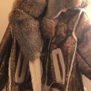 Bronze Metallic Shearling/Fur Motor Cycle Jacket.